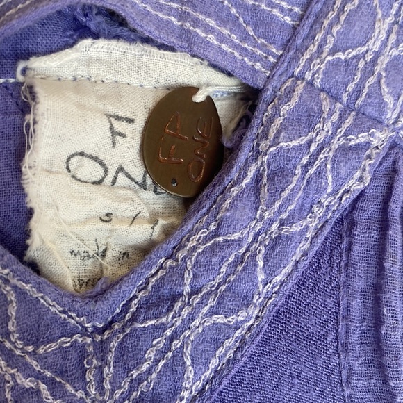 Free people purple cutout mini dress small sundress lined 100% cotton - Picture 5 of 7